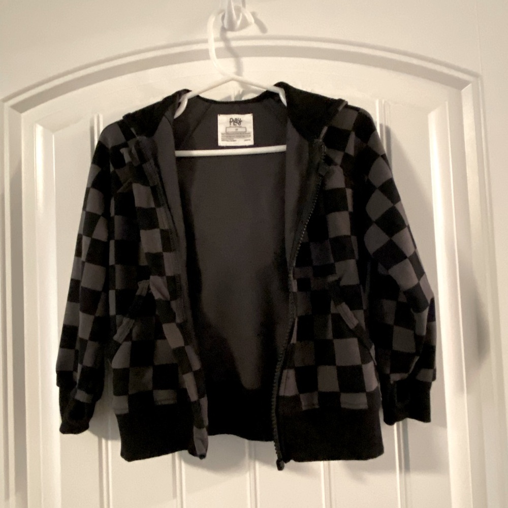 Little Sleepies Black and Gray Checkered Bamboo Zip Hoodie - Picture 1 of 1